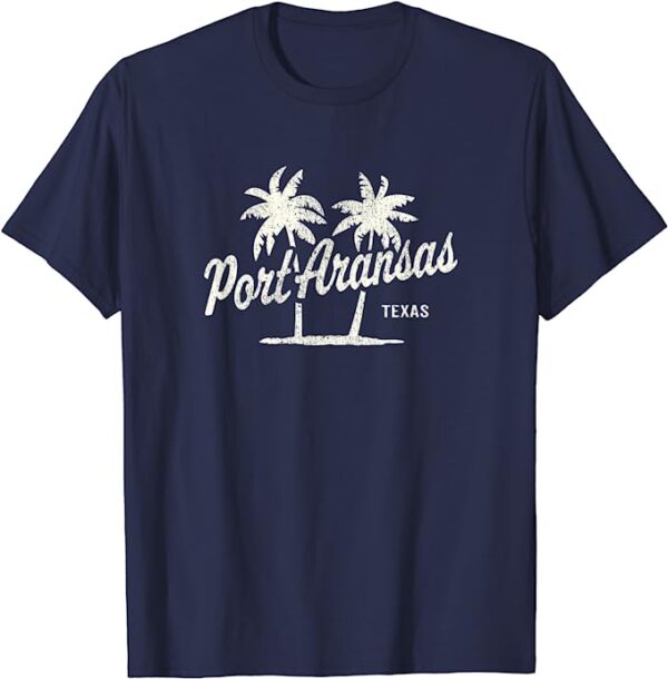 Port Aransas Texas Vintage 70s Palm Trees Graphic" T-Shirt