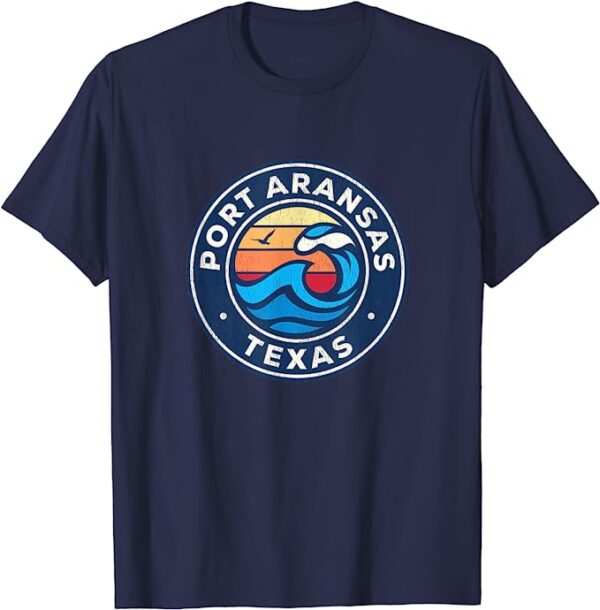 Port Aransas Texas Vintage Nautical Waves T-Shirt