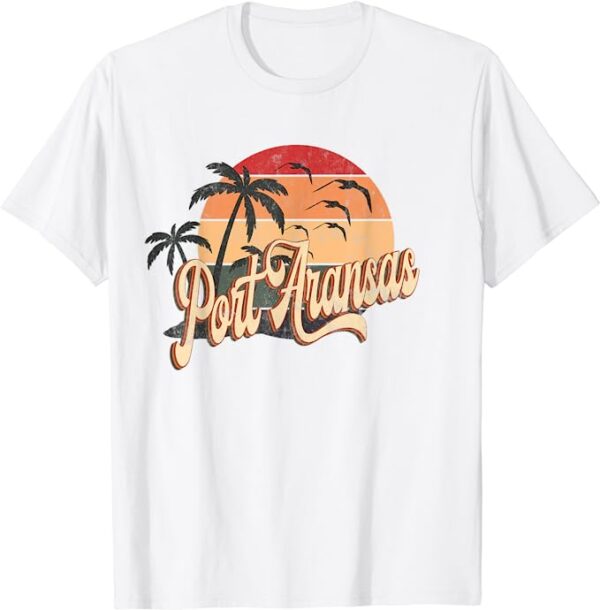 Port Aransas Summer Evening Birds Retro 80s T-Shirt