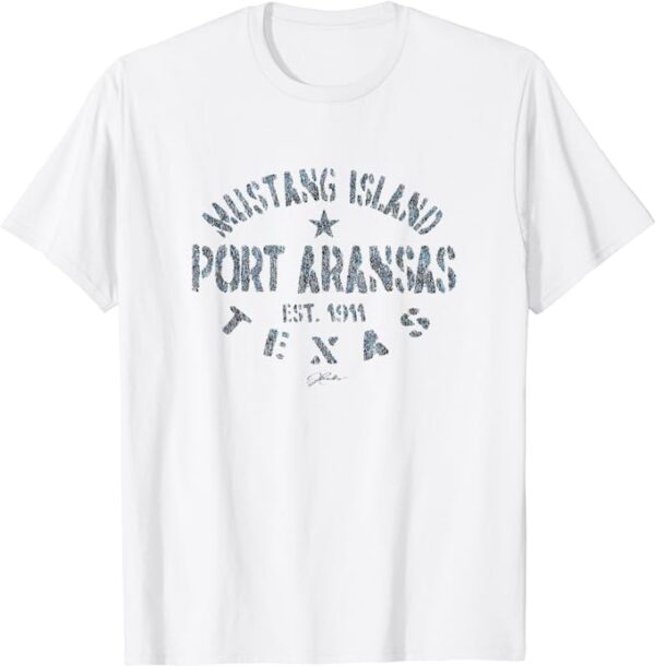 Port Aransas Texas Mustang Island Stencil T-Shirt